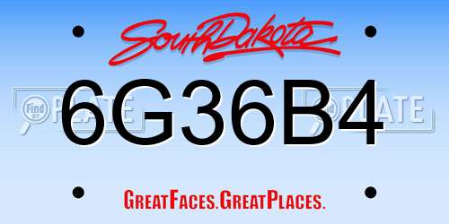 6G36B4 South Dakota License Plate