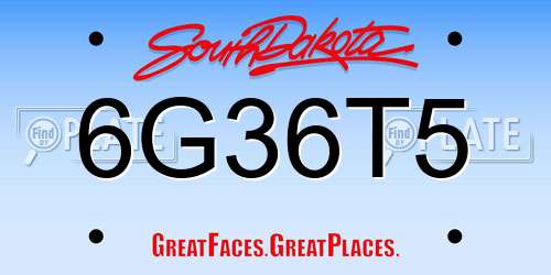 6G36T5 South Dakota License Plate