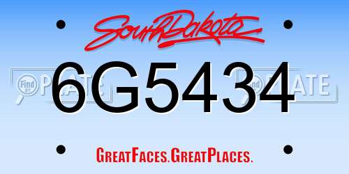 6G5434 South Dakota License Plate