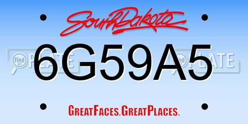 6G59A5 South Dakota License Plate