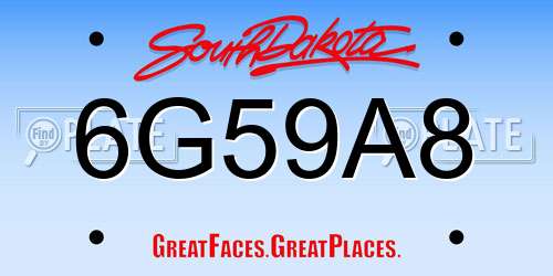 6G59A8 South Dakota License Plate