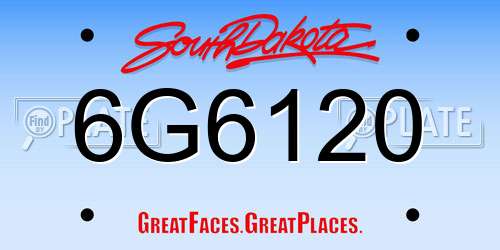 6G6120 South Dakota License Plate
