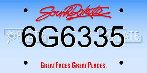 6G6335 South Dakota License Plate