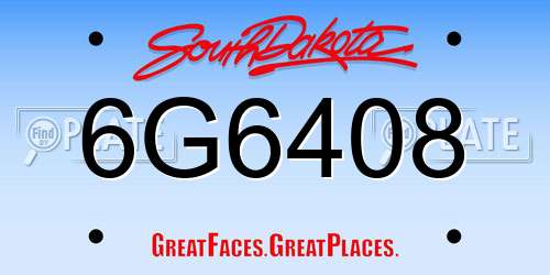6G6408 South Dakota License Plate