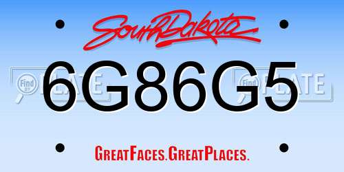 6G86G5 South Dakota License Plate