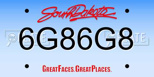 6G86G8 South Dakota License Plate