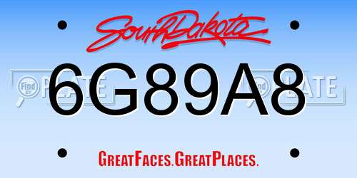6G89A8 South Dakota License Plate
