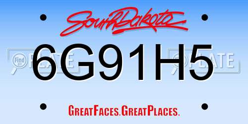 6G91H5 South Dakota License Plate