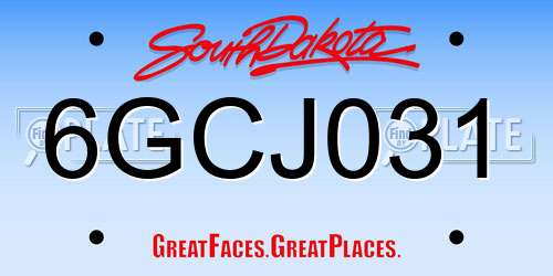 6GCJ031 South Dakota License Plate