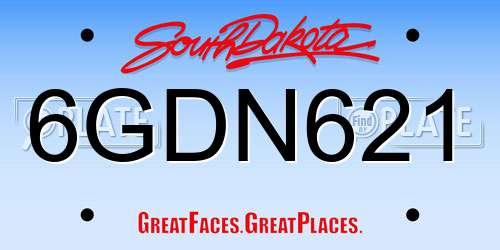 6GDN621 South Dakota License Plate