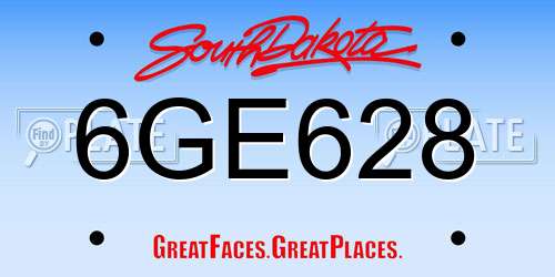 6GE628 South Dakota License Plate