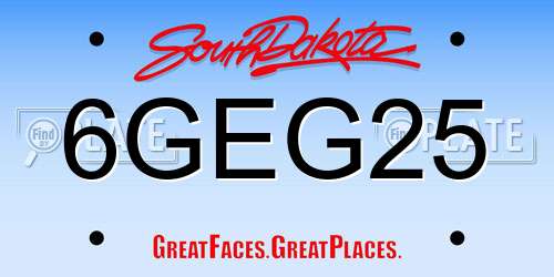 6GEG25 South Dakota License Plate