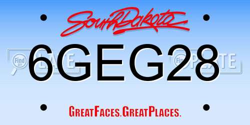 6GEG28 South Dakota License Plate