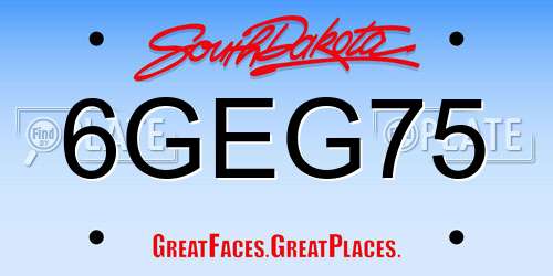 6GEG75 South Dakota License Plate