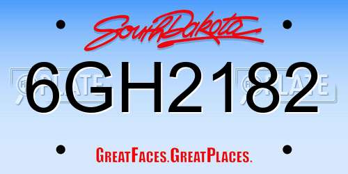 6GH2182 South Dakota License Plate