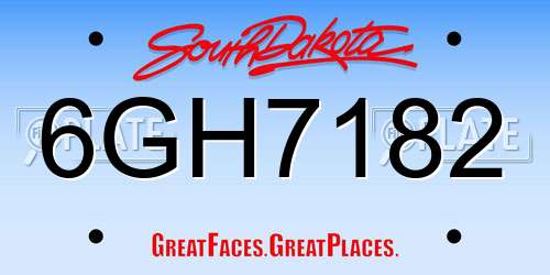 6GH7182 South Dakota License Plate