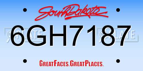 6GH7187 South Dakota License Plate