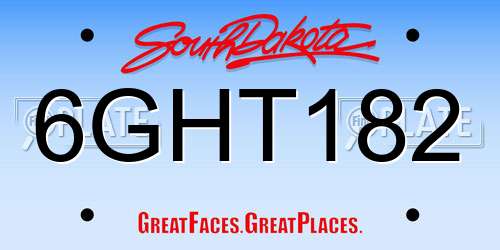 6GHT182 South Dakota License Plate