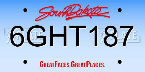 6GHT187 South Dakota License Plate