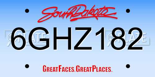 6GHZ182 South Dakota License Plate