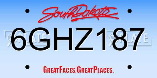 6GHZ187 South Dakota License Plate