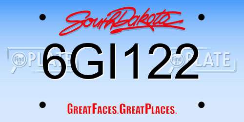 6GI122 South Dakota License Plate