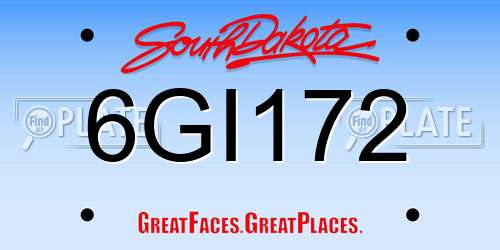 6GI172 South Dakota License Plate