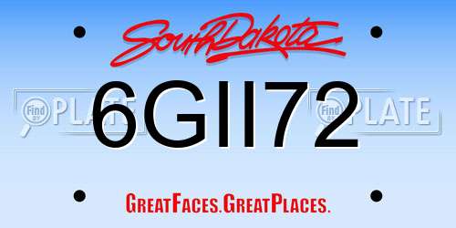 6GII72 South Dakota License Plate
