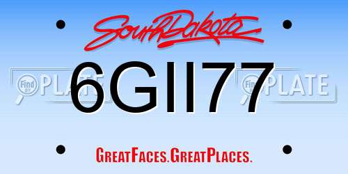 6GII77 South Dakota License Plate