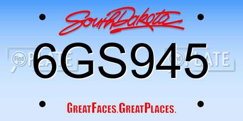 6GS945 South Dakota License Plate