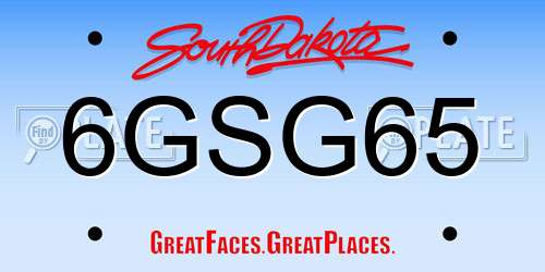 6GSG65 South Dakota License Plate