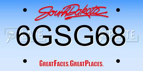6GSG68 South Dakota License Plate