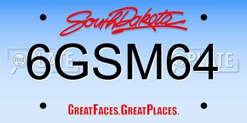 6GSM64 South Dakota License Plate