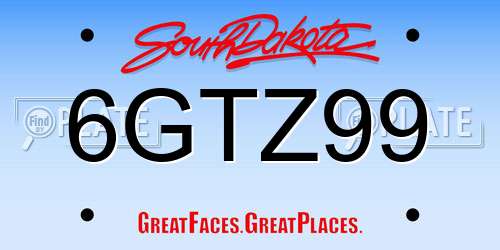 6GTZ99 South Dakota License Plate