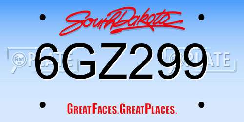 6GZ299 South Dakota License Plate