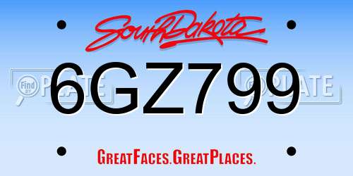 6GZ799 South Dakota License Plate