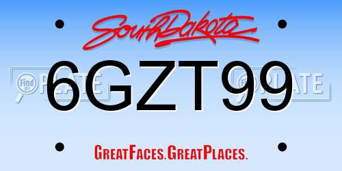 6GZT99 South Dakota License Plate