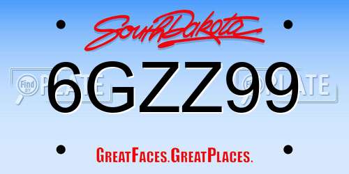6GZZ99 South Dakota License Plate