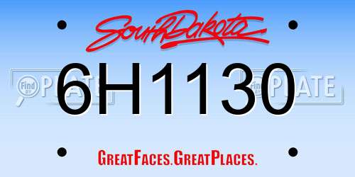 6H1130 South Dakota License Plate
