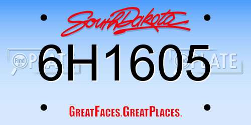 6H1605 South Dakota License Plate