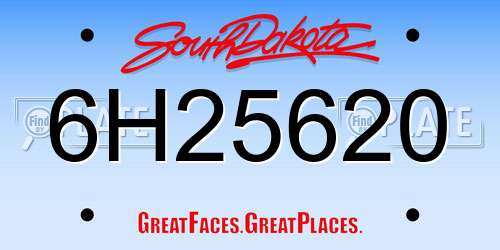 6H25620 South Dakota License Plate