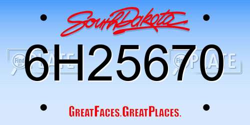6H25670 South Dakota License Plate