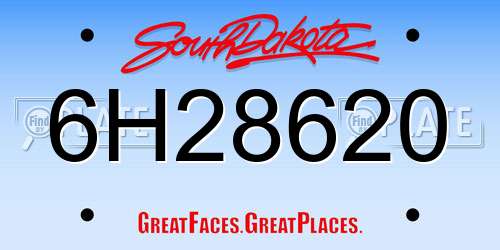 6H28620 South Dakota License Plate