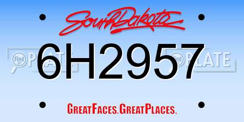 6H2957 South Dakota License Plate