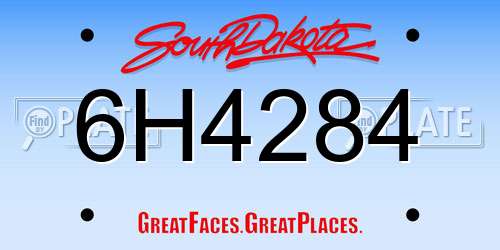 6H4284 South Dakota License Plate