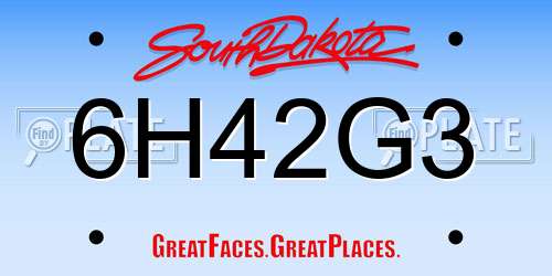 6H42G3 South Dakota License Plate