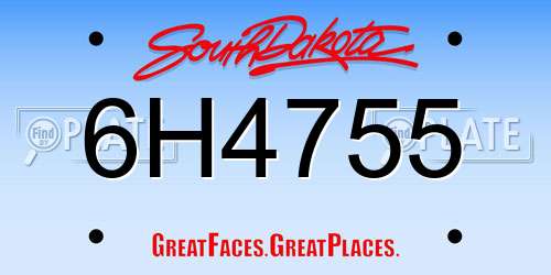 6H4755 South Dakota License Plate