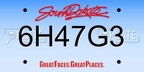 6H47G3 South Dakota License Plate