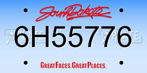 6H55776 South Dakota License Plate