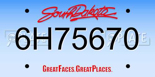 6H75670 South Dakota License Plate